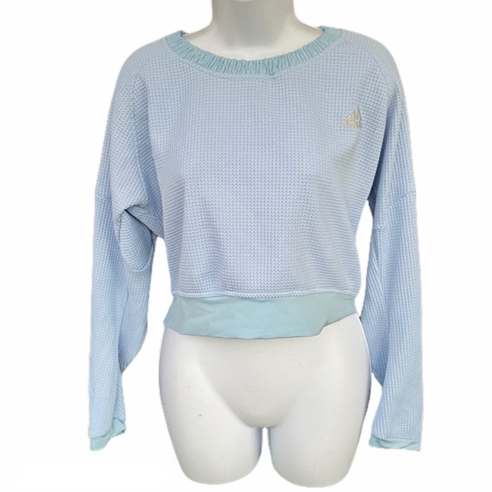 Adidas Baby Blue Sports Cropped Long Sleeve Top